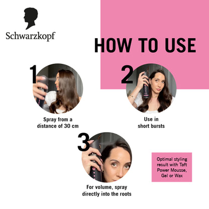 Schwarzkopf TAFT Power Hold 5 Hair Spray for Heat Protection, Gives Cashmere like Softness