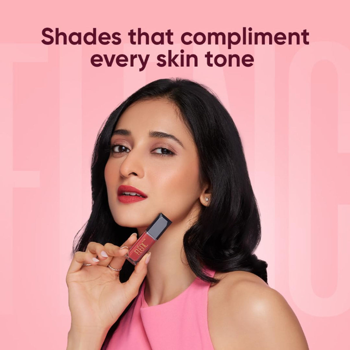 FLENC Cryla Velvet Liquid Matte Lipstick in Sydne shade, featuring a smooth applicator and rich, velvety lipstick texture.