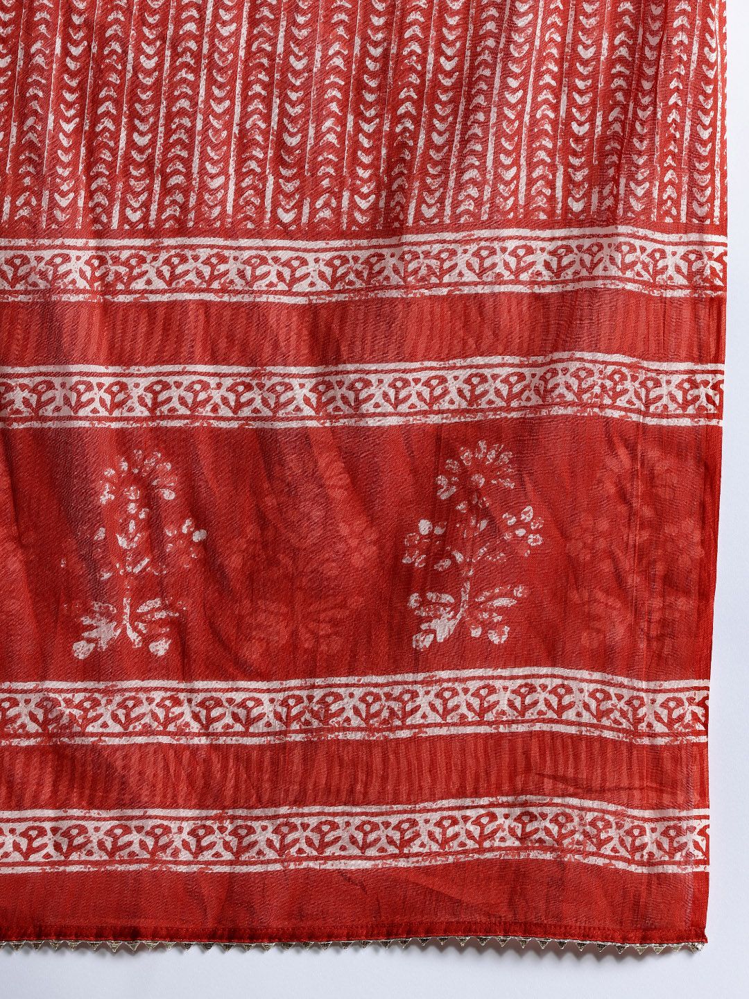 Indyancart IE Women Ethnic Motifs Printed Regular Mirror Work Pure Cotton Kurta with Trousers & With Dupatta