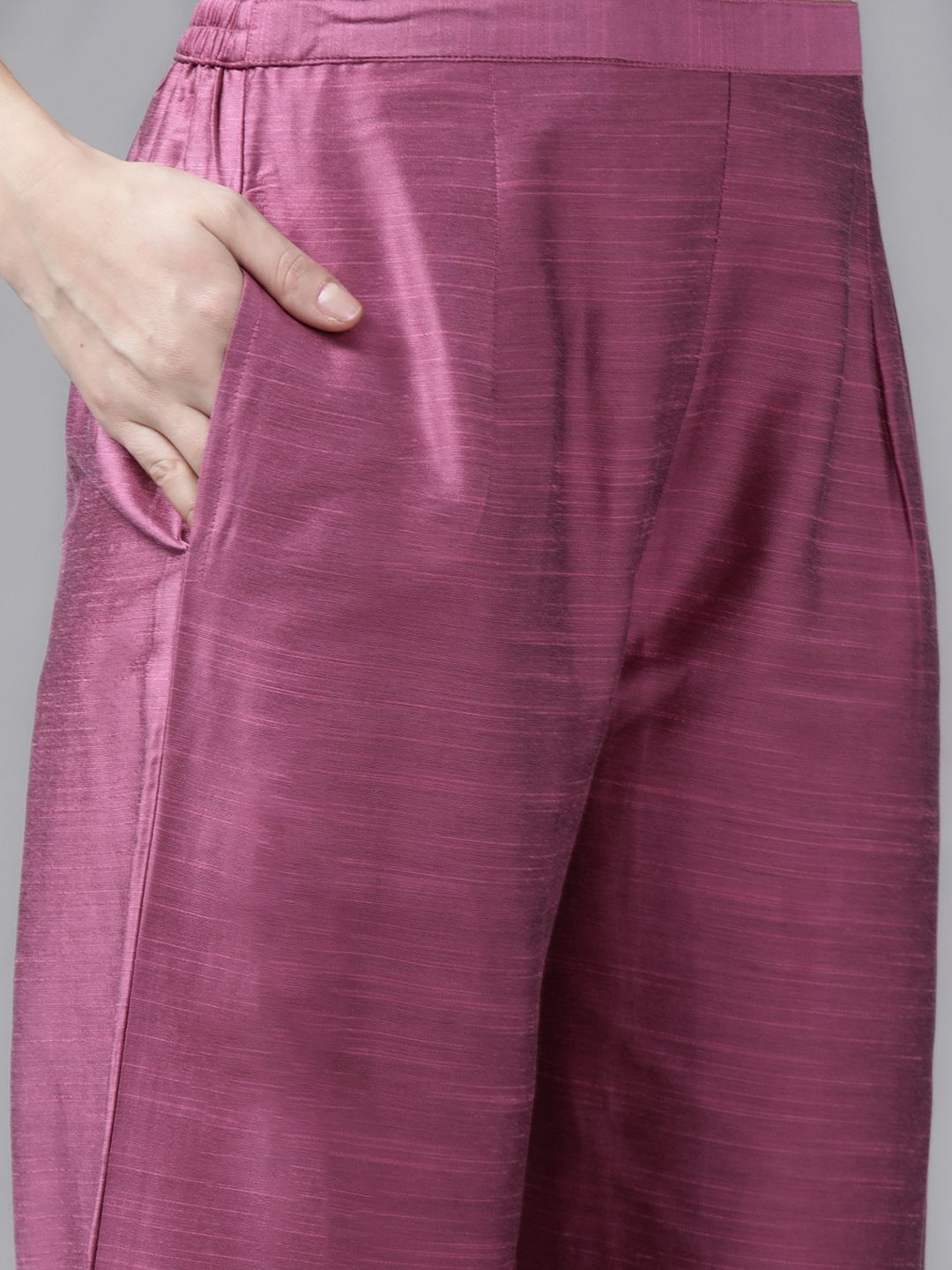 Dhiyona IE Women Pink & Golden Ethnic Motifs Yoke Design Kurta with Palazzos & With Dupatta