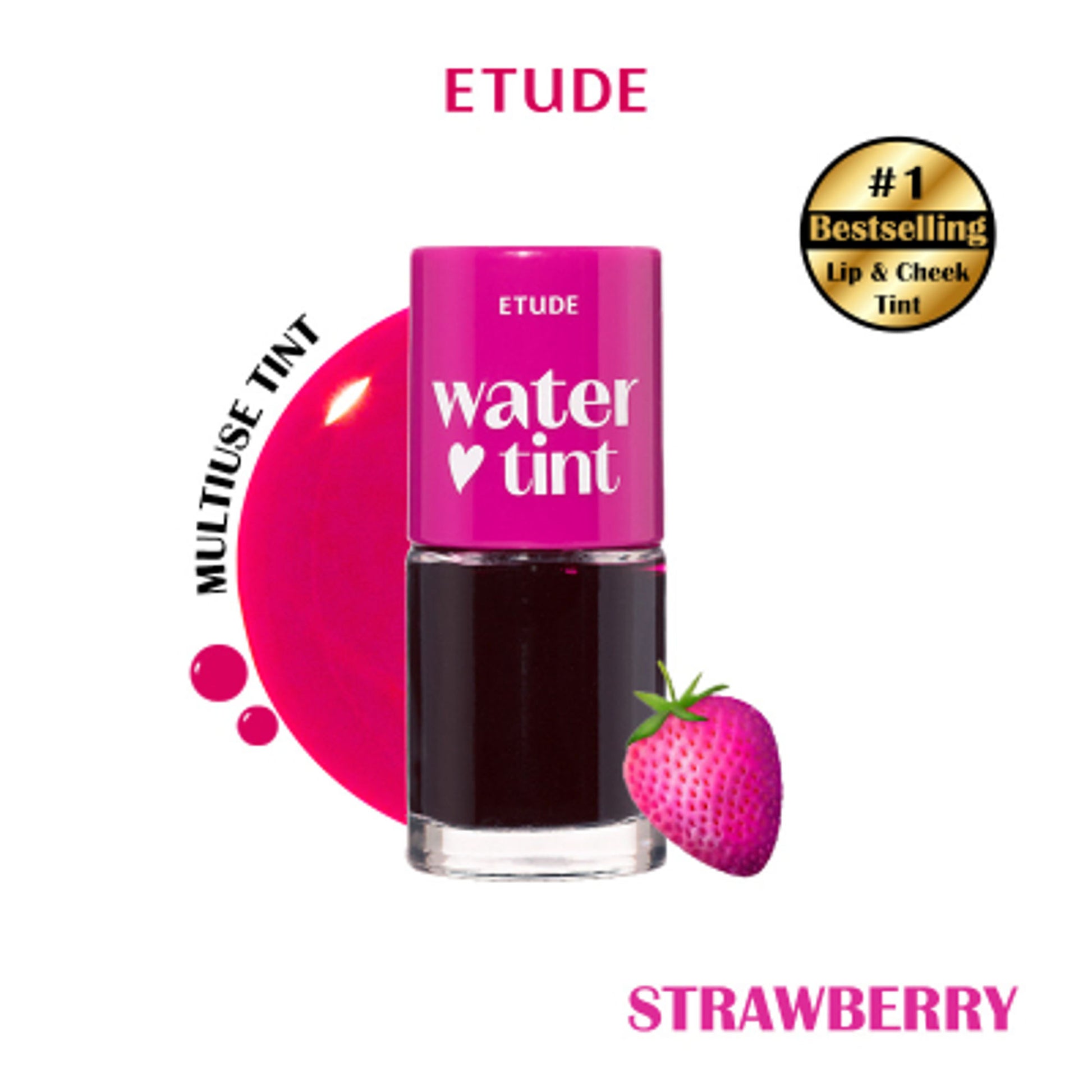ETUDE Dear Darling Water Gel Lip and Cheek Tint Lipstick - 01 Strawberry
