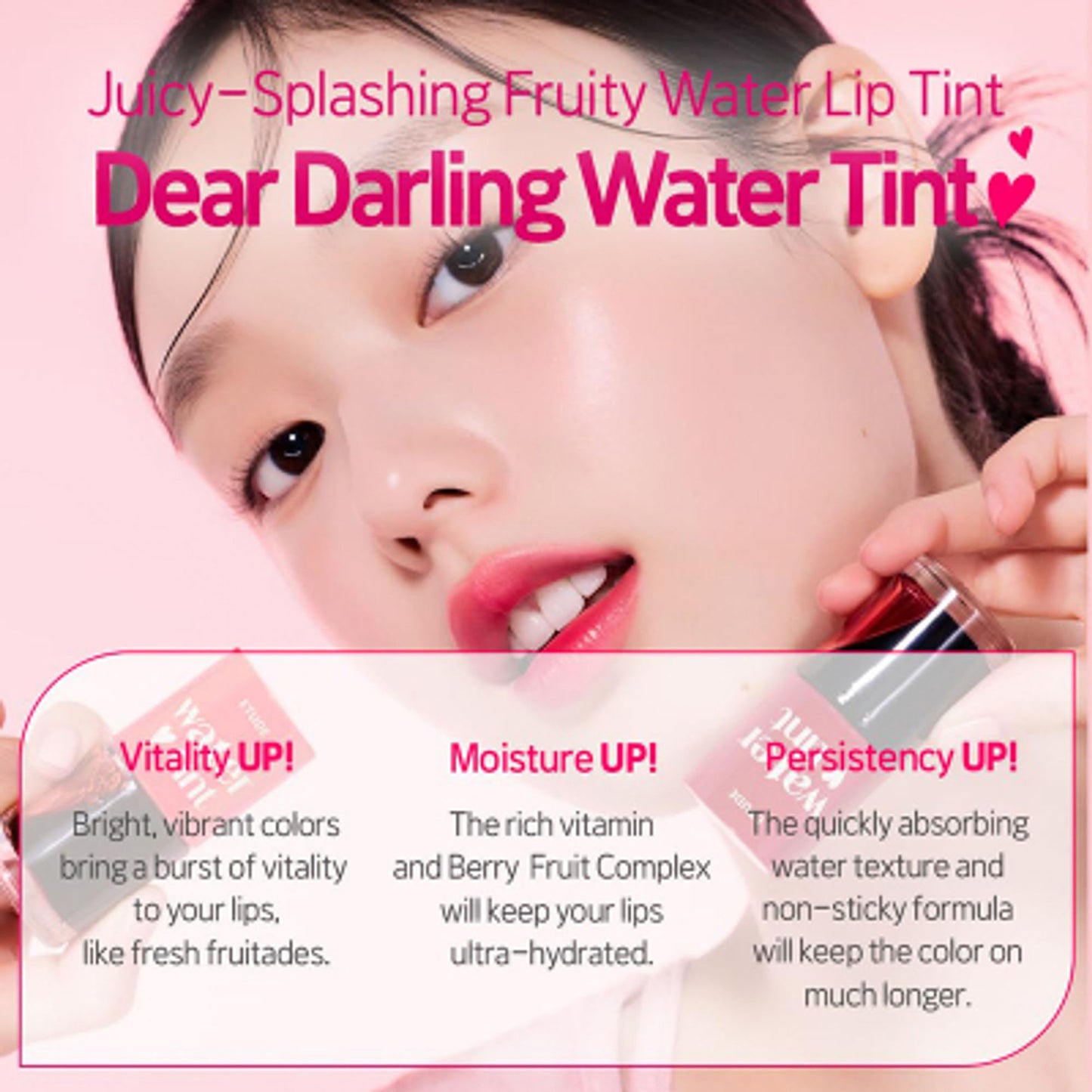 ETUDE Dear Darling Water Gel Lip and Cheek Tint Lipstick - Cherry