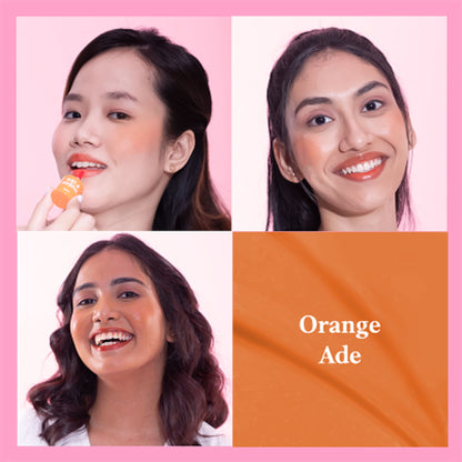 ETUDE Dear Darling Water Gel Lip and Cheek Tint in shade 03 Orange, featuring a vibrant orange lipstick and cheek tint in a sleek container.