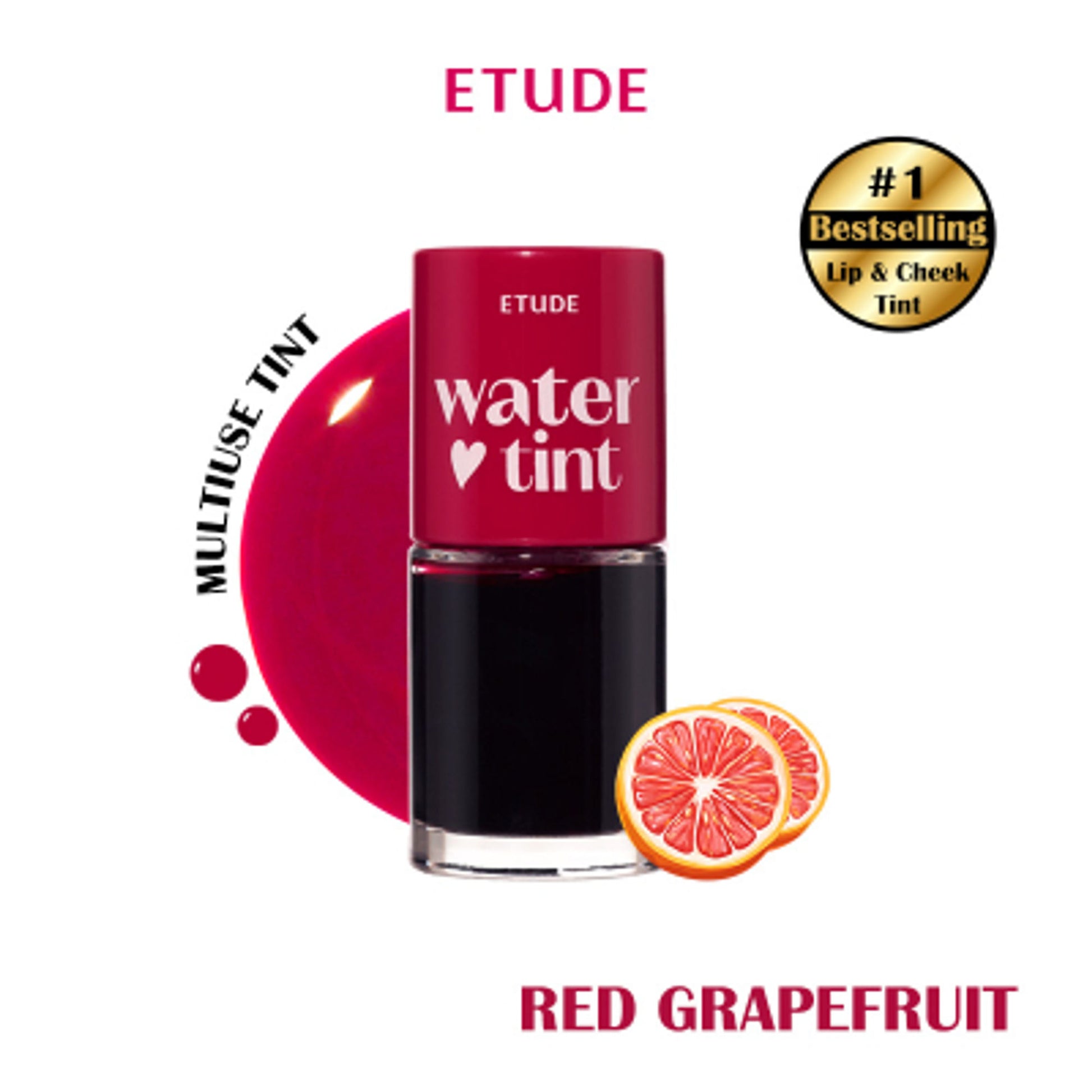 ETUDE Dear Darling Water Gel Lip and Cheek Tint Lipstick - Red Grapefruit Ade