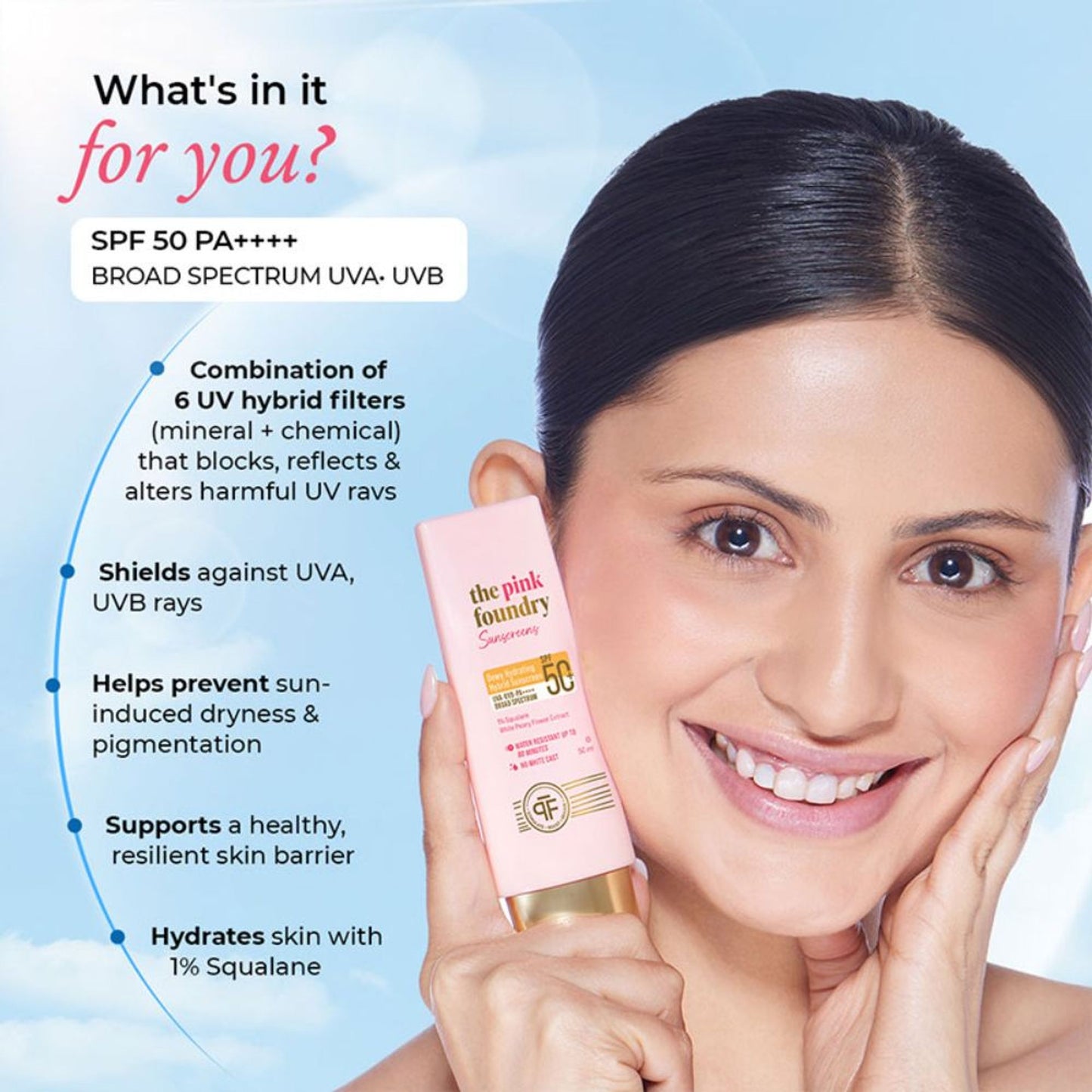 The Pink Foundry Dewy Hydrating Hybrid Sunscreen SPF 50+