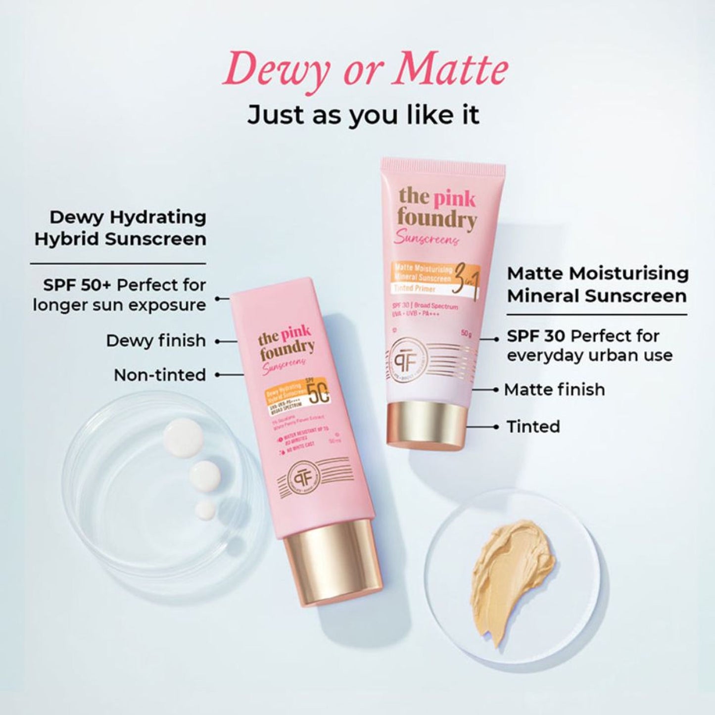 The Pink Foundry Dewy Hydrating Hybrid Sunscreen SPF 50+