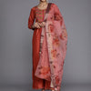Indyancart IE Floral Embroidered Thread Work Liva Kurta With Palazzos & Dupatta