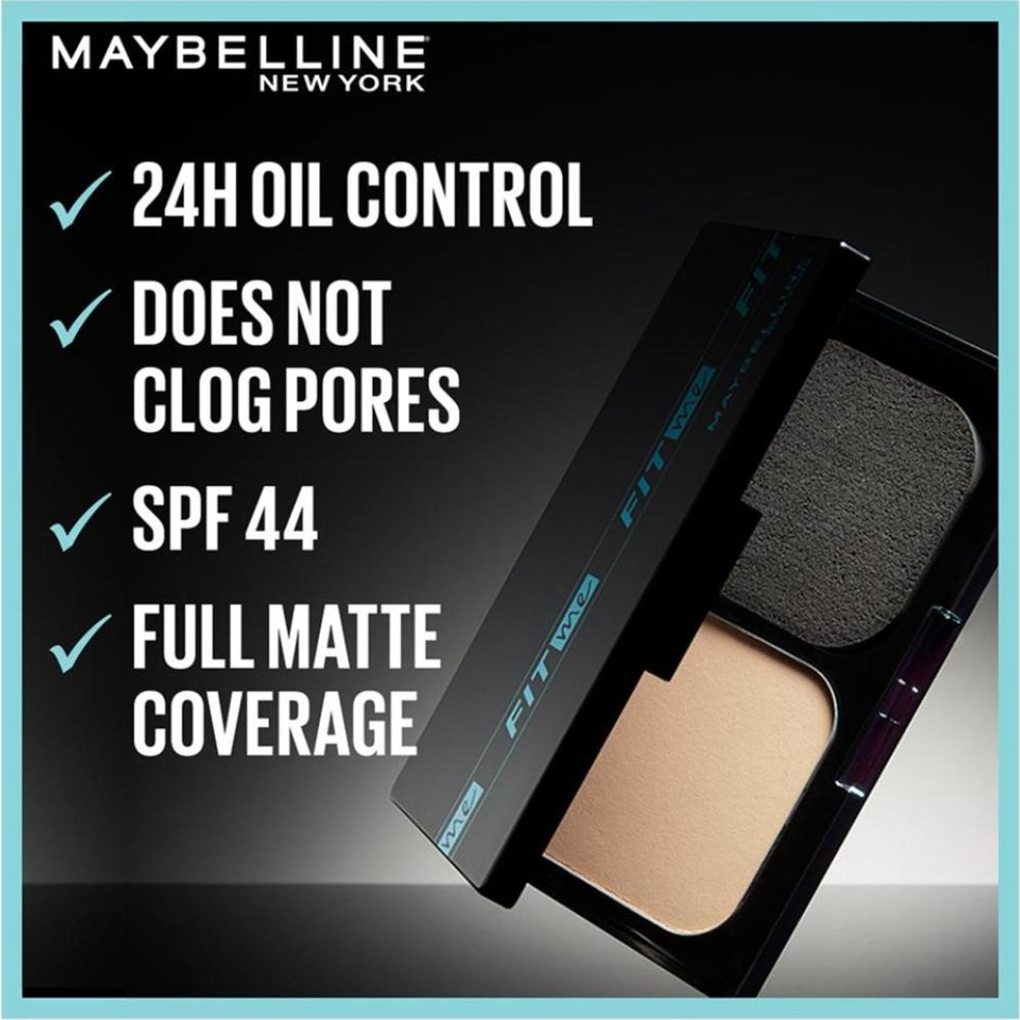 Maybelline New York Fit Me Ultimate Powder Foundation, 24 hr Oil Control + SPF 44 - Porcelain - Shade 128