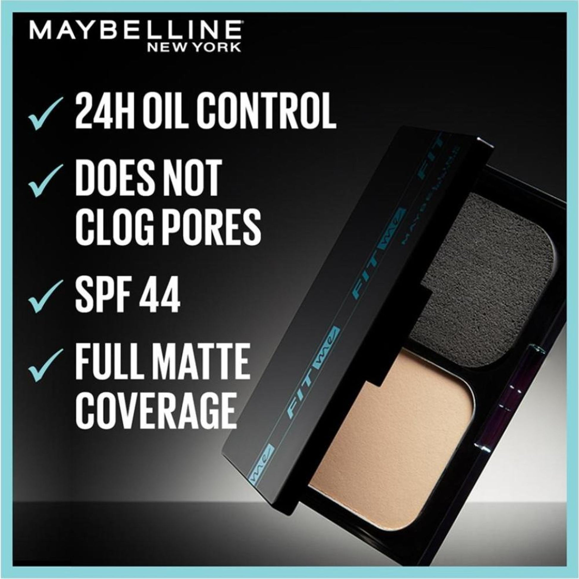 Maybelline New York Fit Me Ultimate Powder Foundation, 24 hr Oil Control + SPF 44 - Porcelain - Shade 128