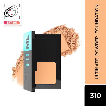 Maybelline New York Fit Me Ultimate Powder Foundation, 24 hr Oil Control + SPF 44 - Porcelain - Shade 310