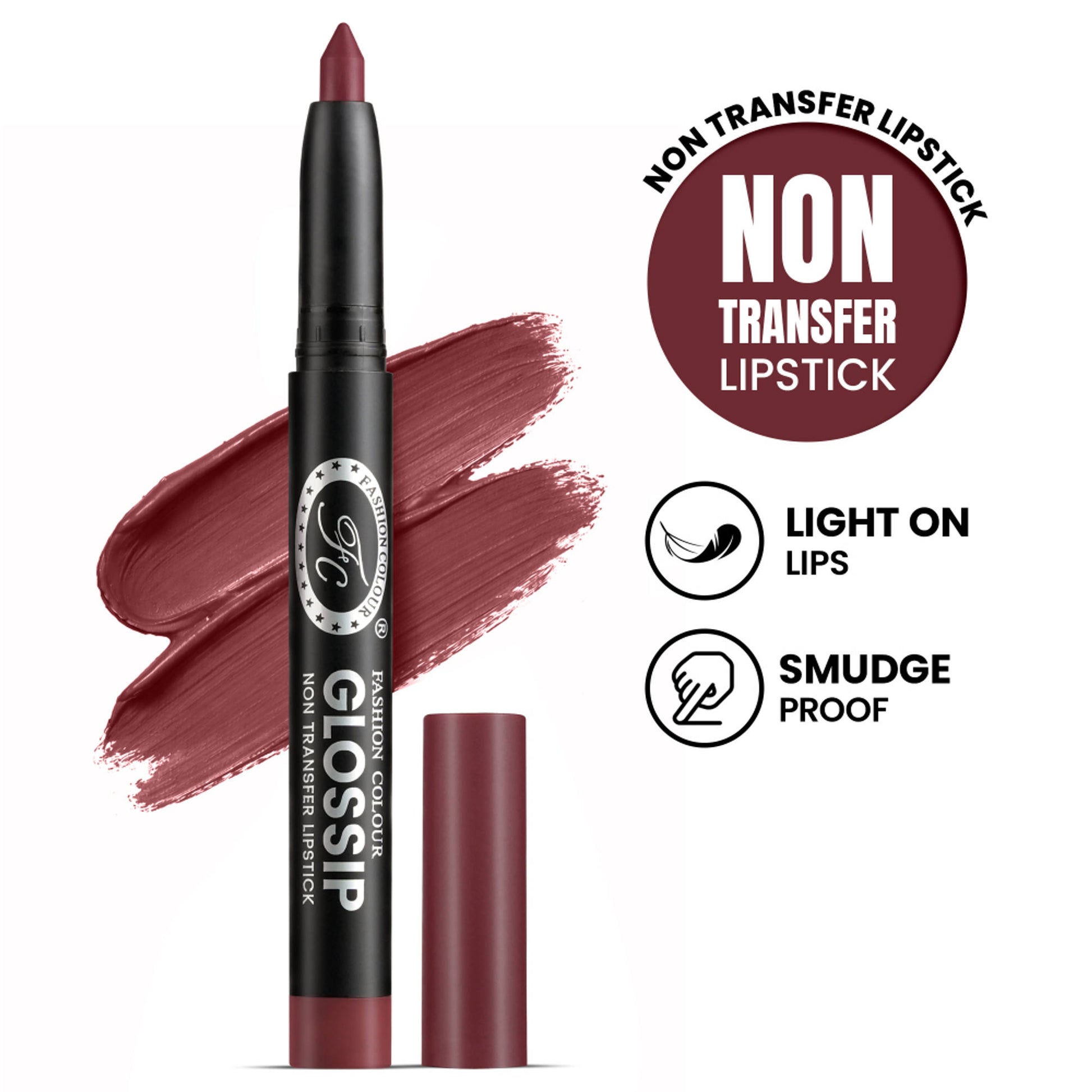FASHION COLOUR Glossip Non-Transfer Lipstick - Dark Violet