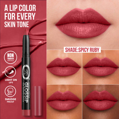 FASHION COLOUR Glossip Non-Transfer Lipstick - Spicy Ruby