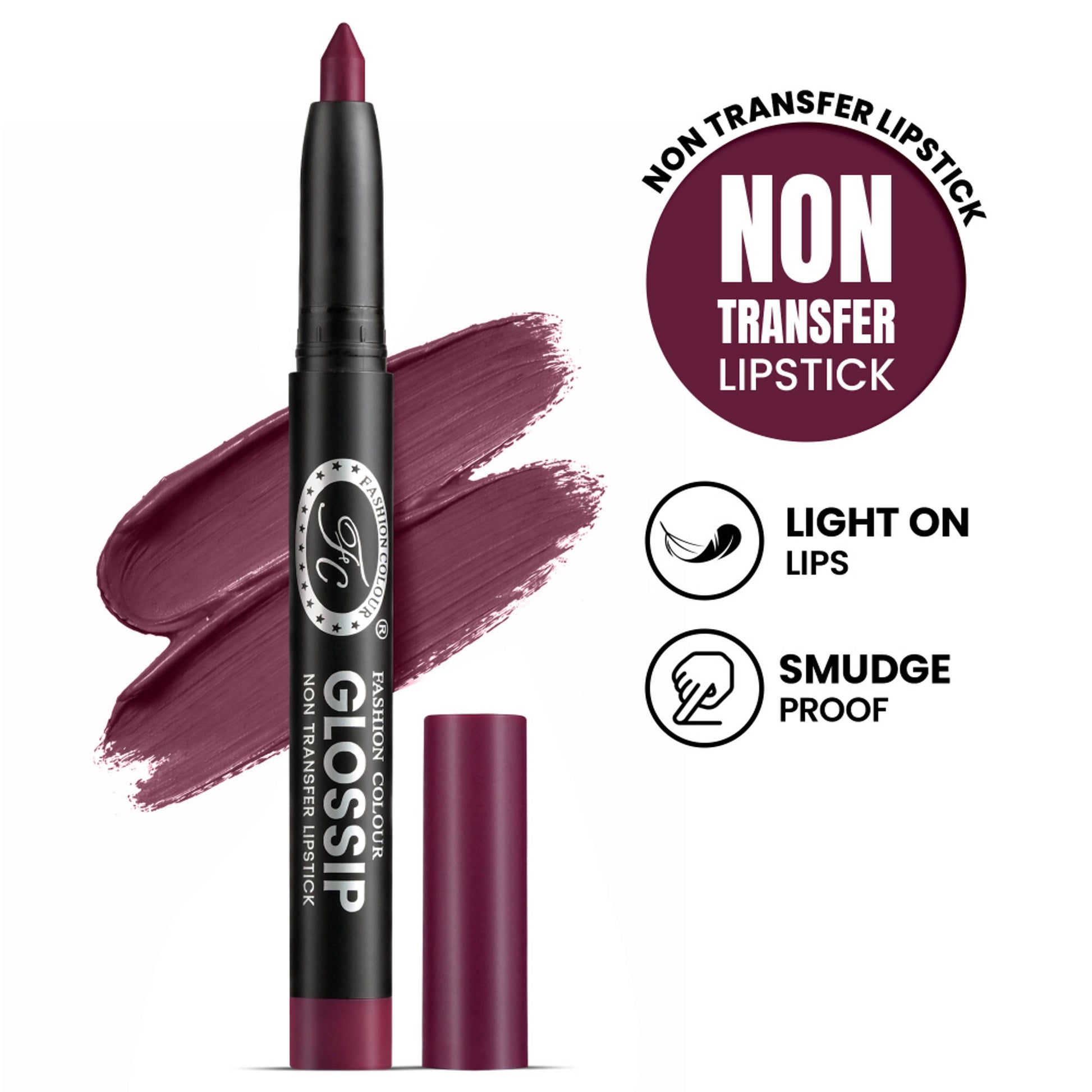 FASHION COLOUR Glossip Non-Transfer Lipstick - Deep Plum