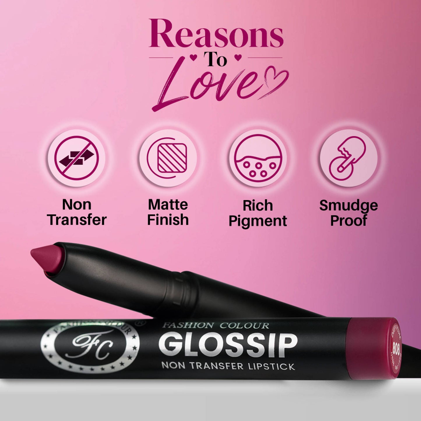 FASHION COLOUR Glossip Non-Transfer Lipstick - Deep Plum