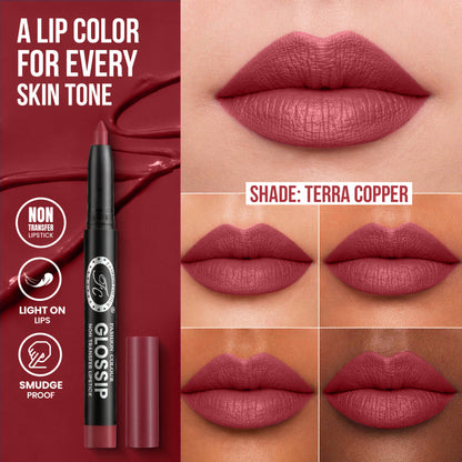 FASHION COLOUR Glossip Non-Transfer Lipstick - Terra Copper