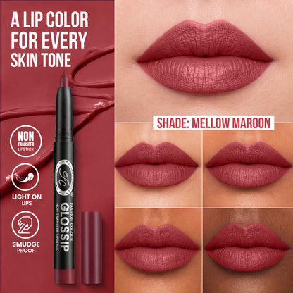 FASHION COLOUR Glossip Non-Transfer Lipstick - Mellow Maroon