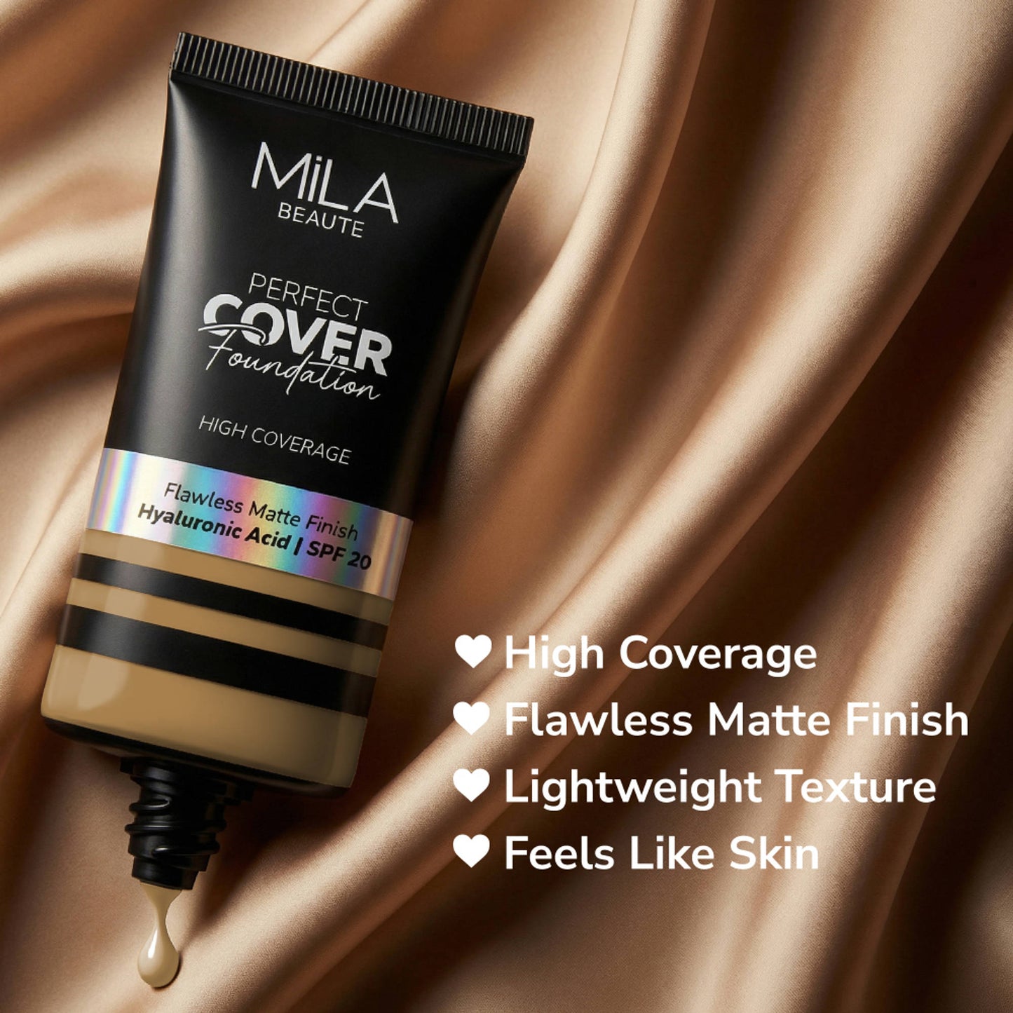 Mila Beauté Perfect Cover Foundation Flawless Matte Finish - 03 Wheat