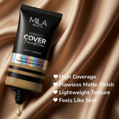 Mila Beauté Perfect Cover Foundation Flawless Matte Finish - 03 Wheat