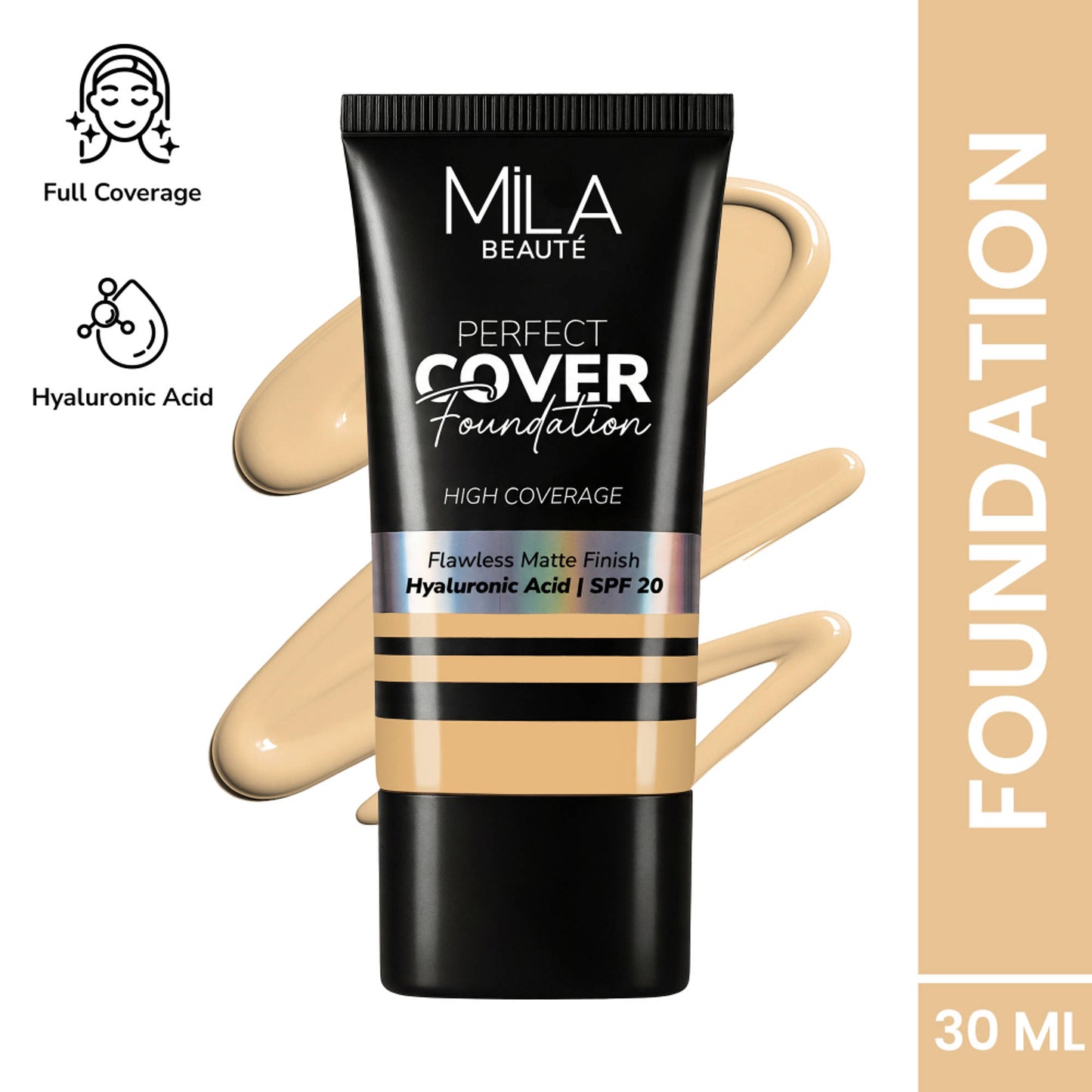 Mila Beauté Perfect Cover Foundation Flawless Matte Finish - 06 Latte