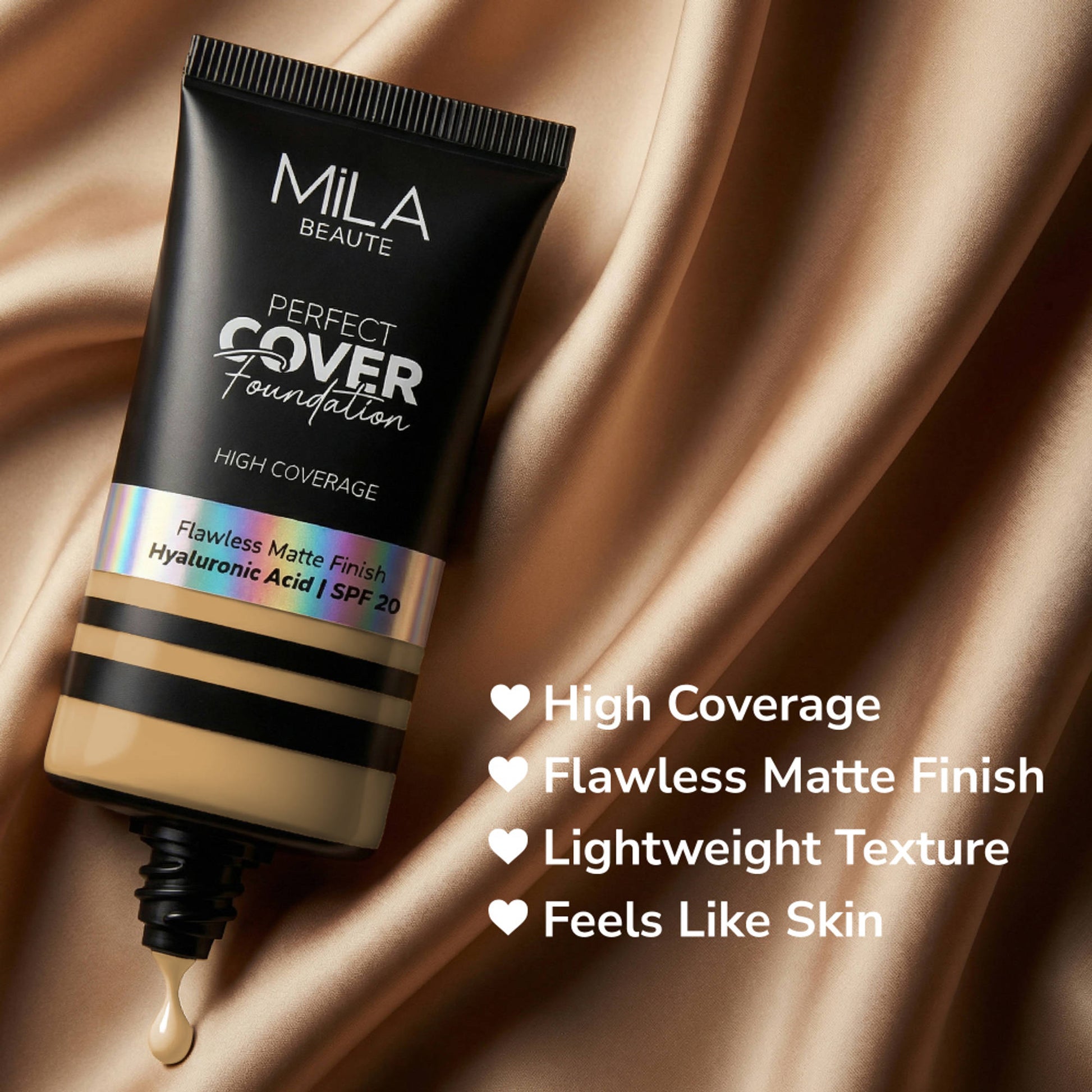 Mila Beauté Perfect Cover Foundation Flawless Matte Finish - 08 Honey