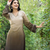 Dhiyona VA Women'sOmbre Dyed V-Neck Straight Kurta With Trousers