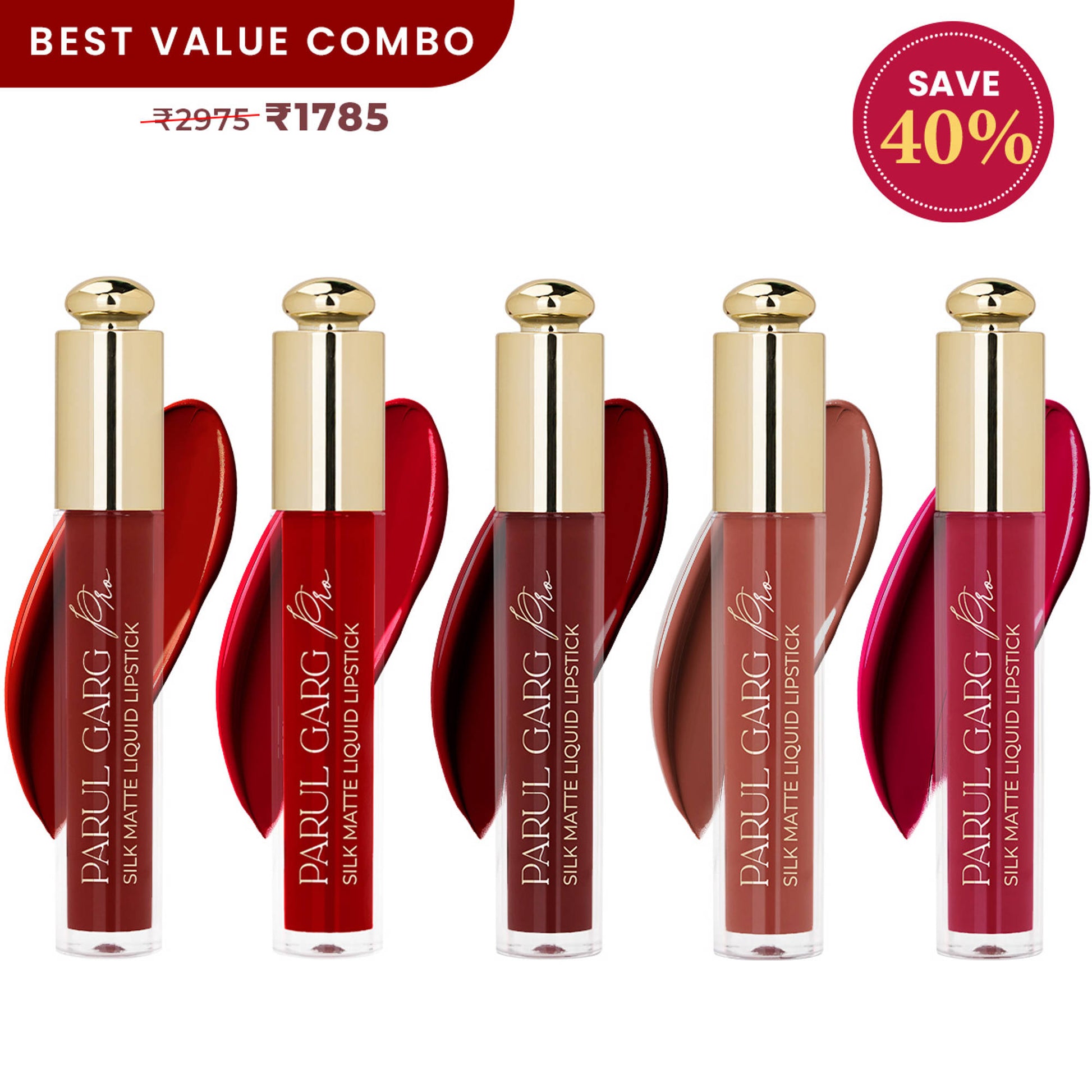 Parul Garg Beauty 5 Silk Matte Liquid Lipstick Long-Lasting, Smudge-Proof - Bridal Must-Haves