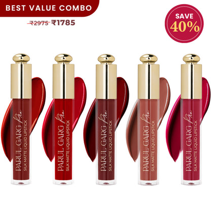Parul Garg Beauty 5 Silk Matte Liquid Lipstick Long-Lasting, Smudge-Proof - Bridal Must-Haves