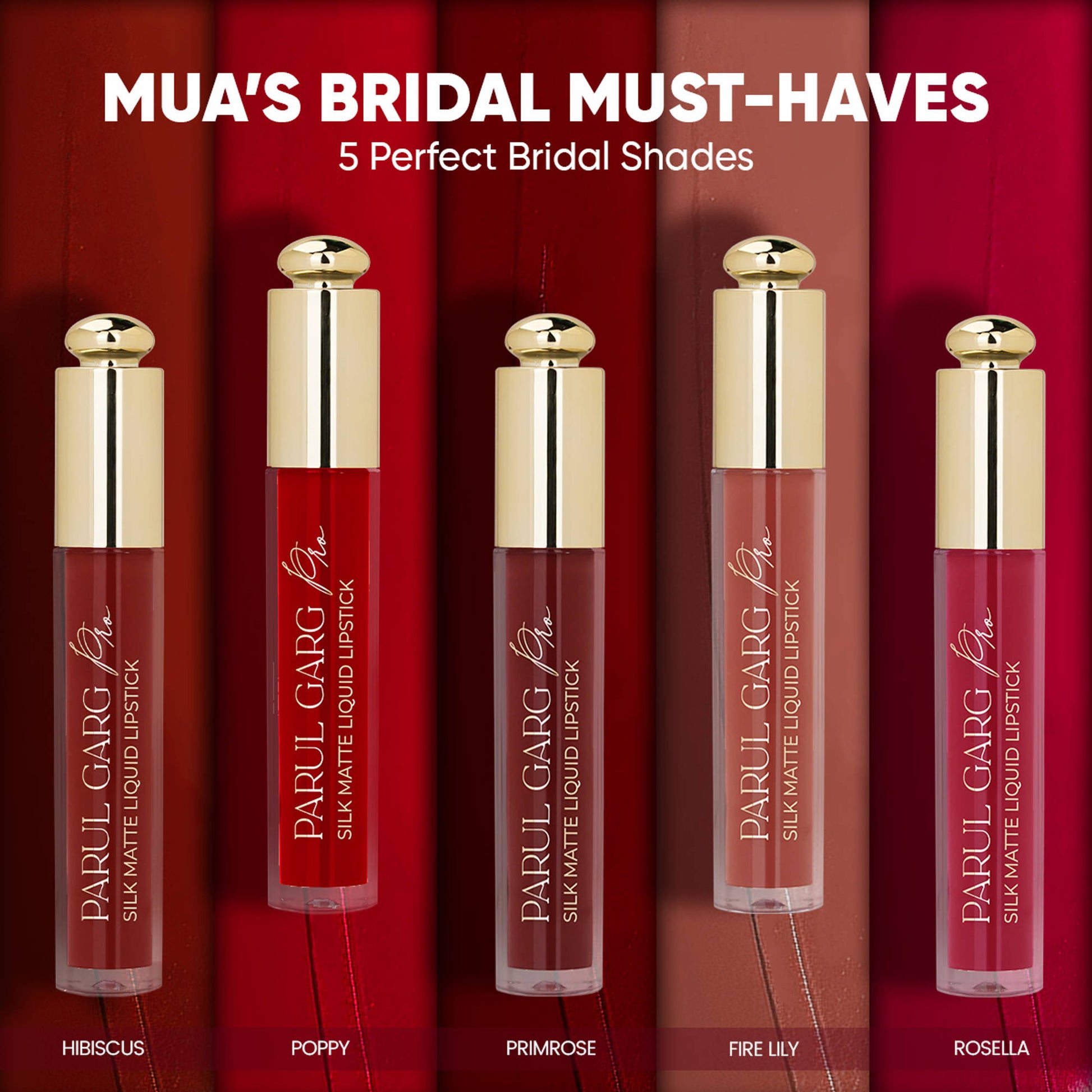 Parul Garg Beauty 5 Silk Matte Liquid Lipstick Long-Lasting, Smudge-Proof - Bridal Must-Haves