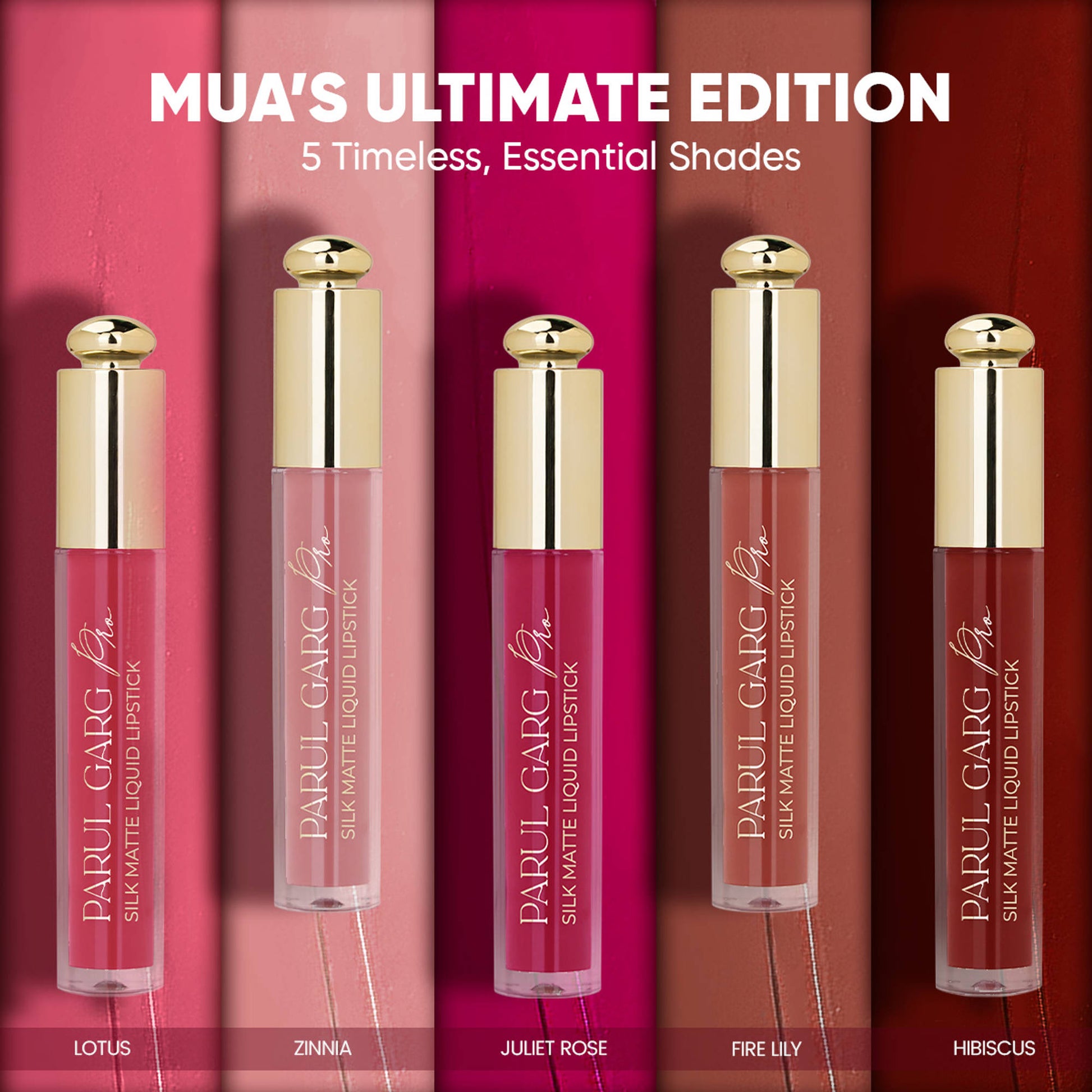 Parul Garg Beauty 5 Silk Matte Liquid Lipstick Long-Lasting, Smudge-Proof - Ultimate Edition