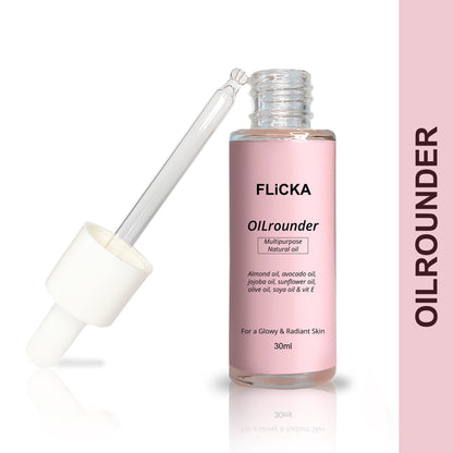 Flicka Oilrounder 2-In-1 Multipurpose Pre & Post Makeup Oil With Spf & Non Greasy For Glowing Skin