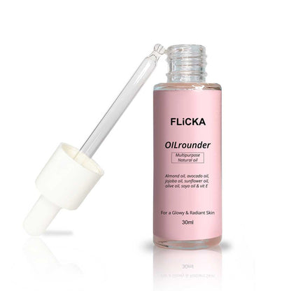 Flicka Oilrounder 2-In-1 Multipurpose Pre & Post Makeup Oil With Spf & Non Greasy For Glowing Skin