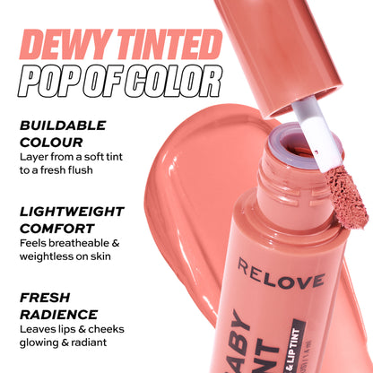 Makeup Revolution Relove Baby Lip & Cheek Tint - Long Lasting - Soft & Glowy Finish - Baby