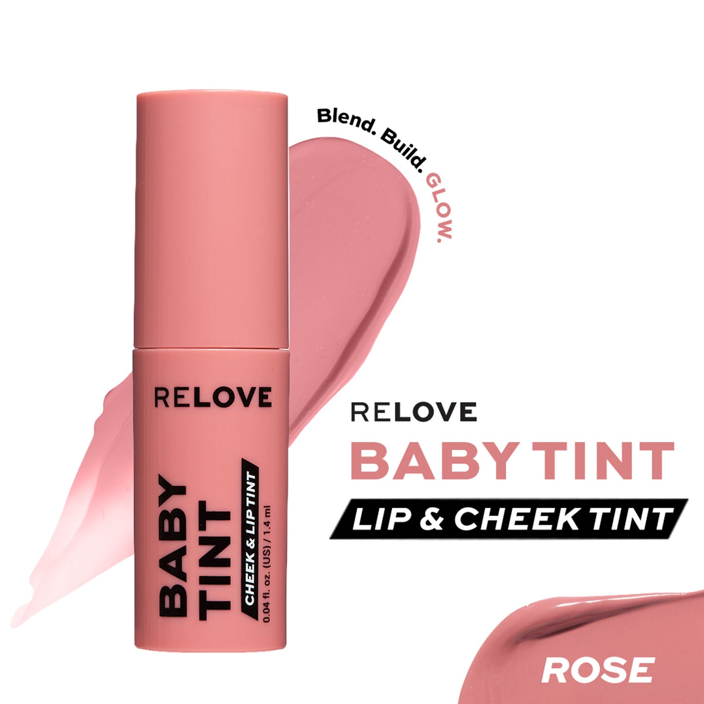 Makeup Revolution Relove Baby Lip & Cheek Tint - Long Lasting - Soft & Glowy Finish - Rose