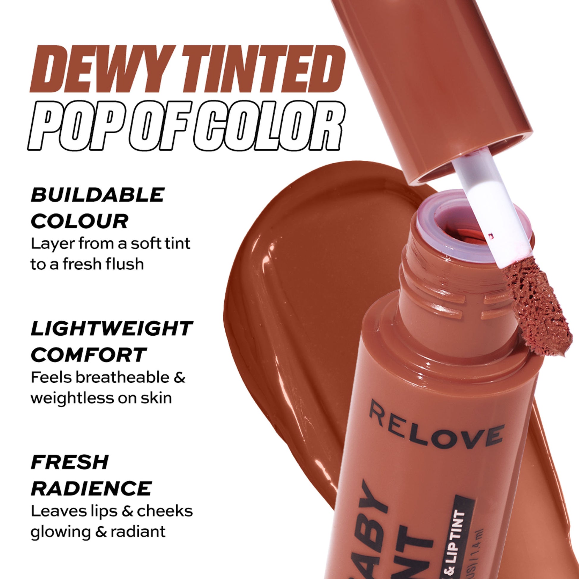 Makeup Revolution Relove Baby Lip & Cheek Tint - Long Lasting - Soft & Glowy Finish - Blush