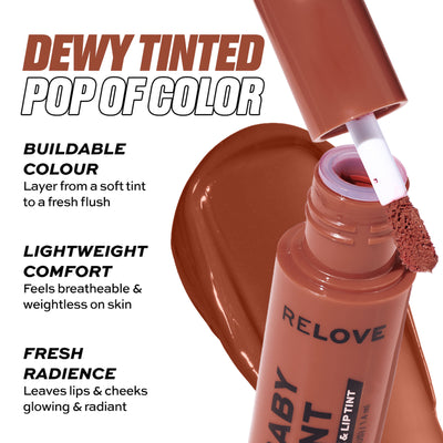 Makeup Revolution Relove Baby Lip & Cheek Tint - Long Lasting - Soft & Glowy Finish - Blush