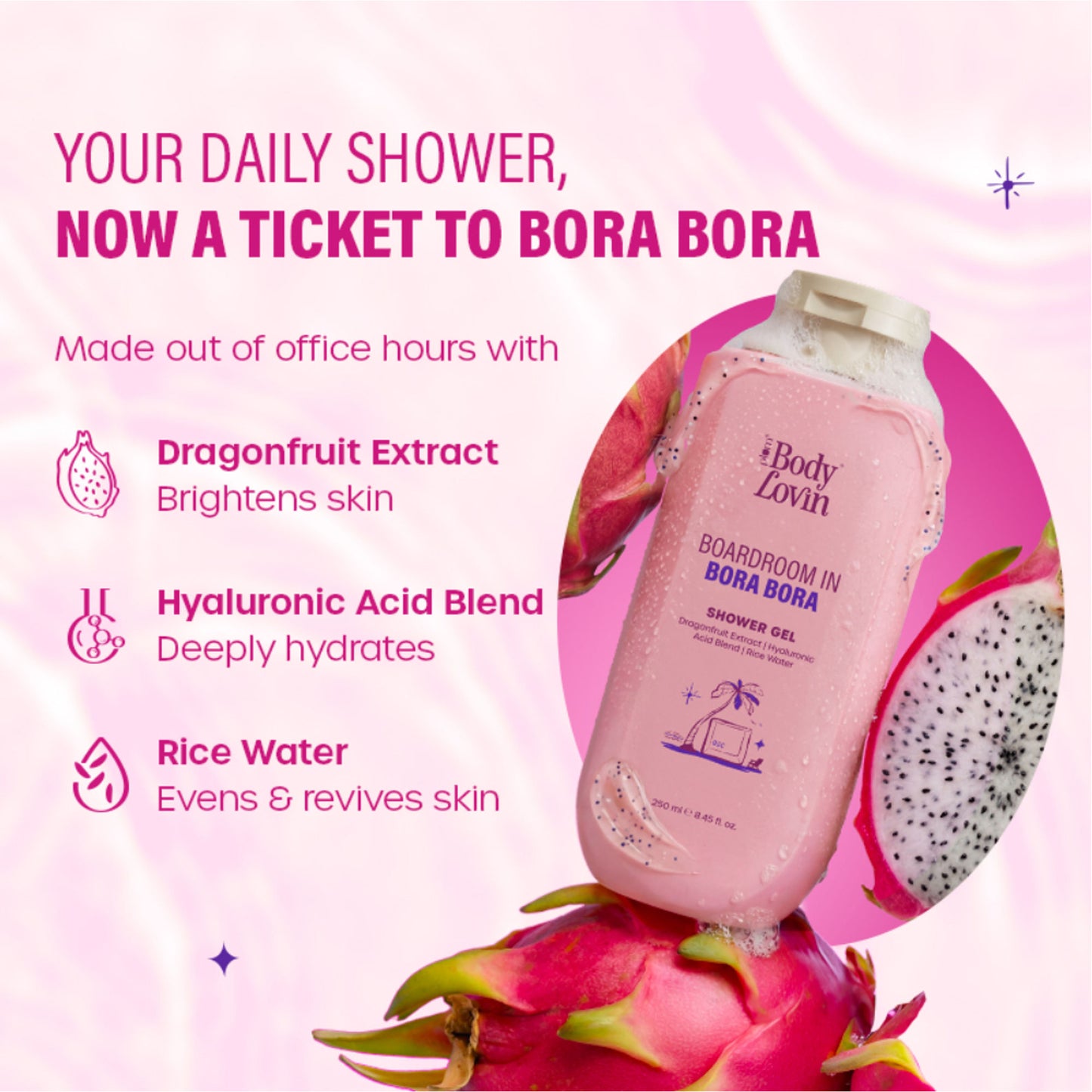 Plum BodyLovin’ Boardroom In Bora Bora Shower Gel, Hydrating & Brightening Body Wash