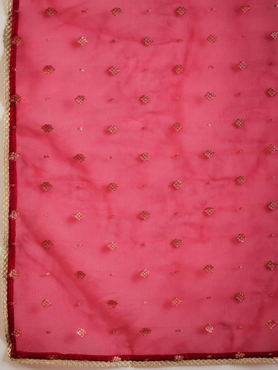 Indyancart IE Notched Neck Ethnic Motifs Embroidered Liva Kurta with Trouser & Dupatta