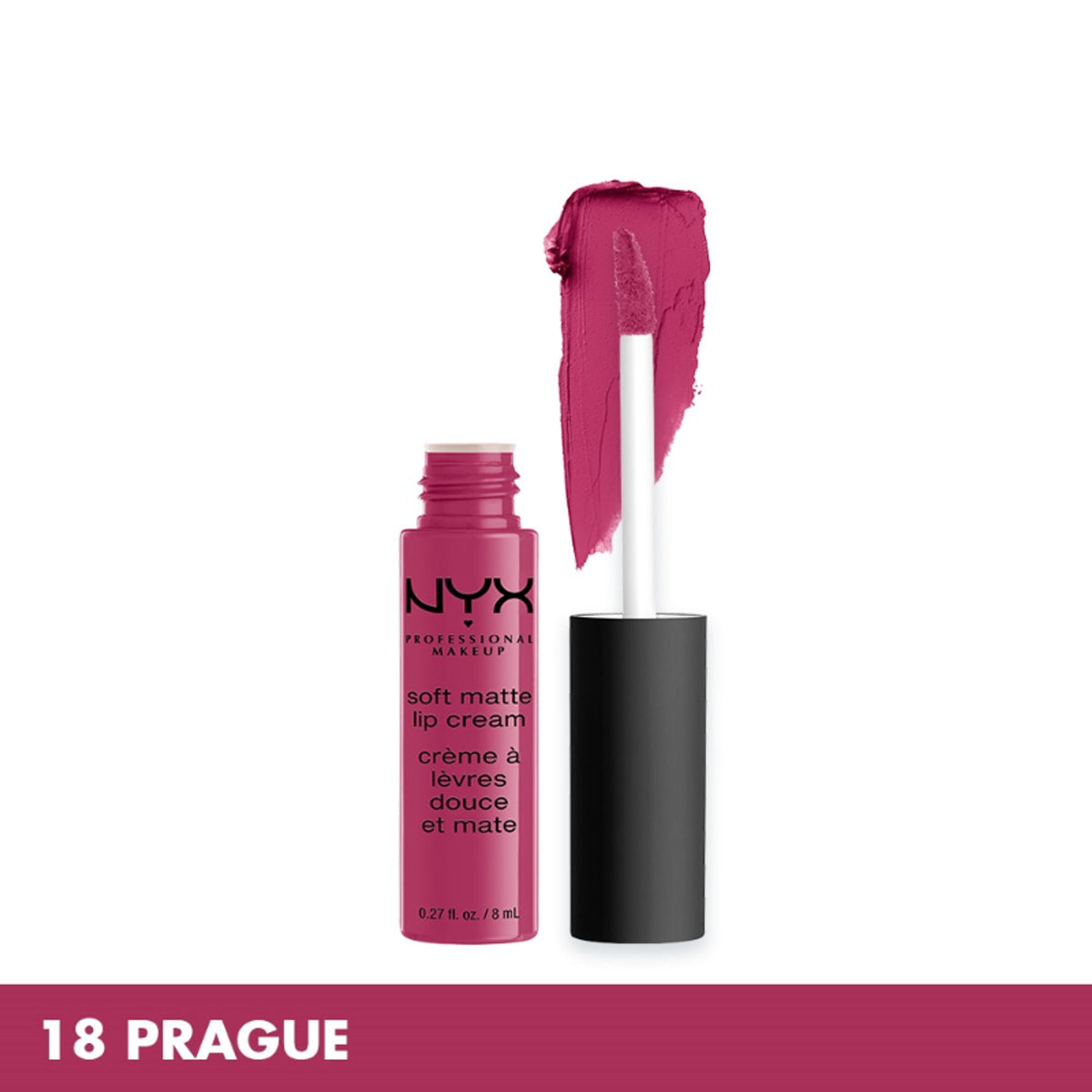 NYX Professional Makeup Soft Matte Lip Cream in Montreal and Prague shades, featuring smooth, velvety matte finish.
