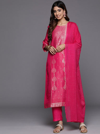 Indyancart VA Ethnic Motifs Jacquard Kurta with Palazzos & Dupatta