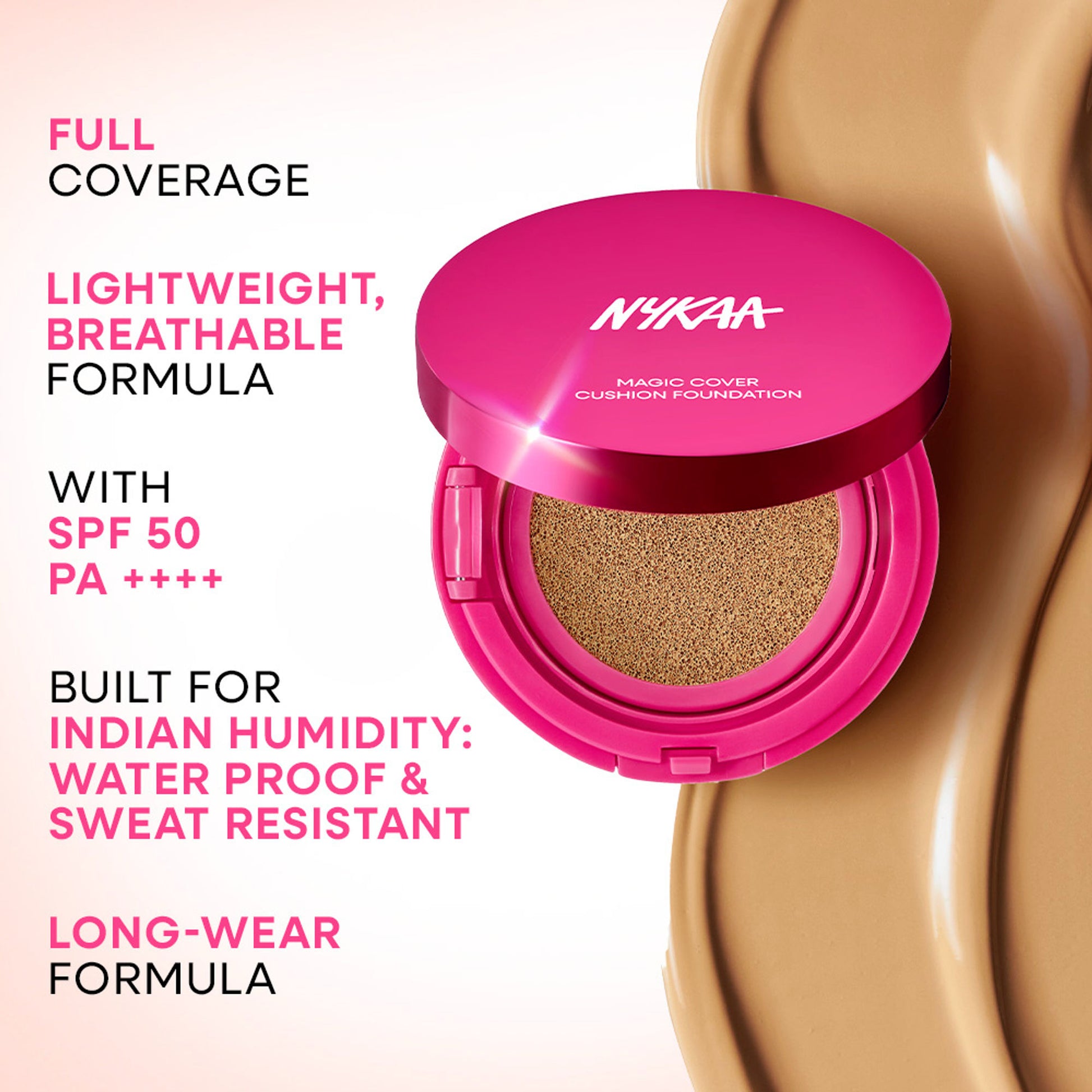 Nykaa Cosmetics Magic Cover Full Coverage Matte Cushion Foundation with SPF 50 - 445Y Deep