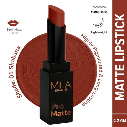 Mila Beauté Pro Matte Long Lasting Creamy Matte Finish Lipstick - Shabana