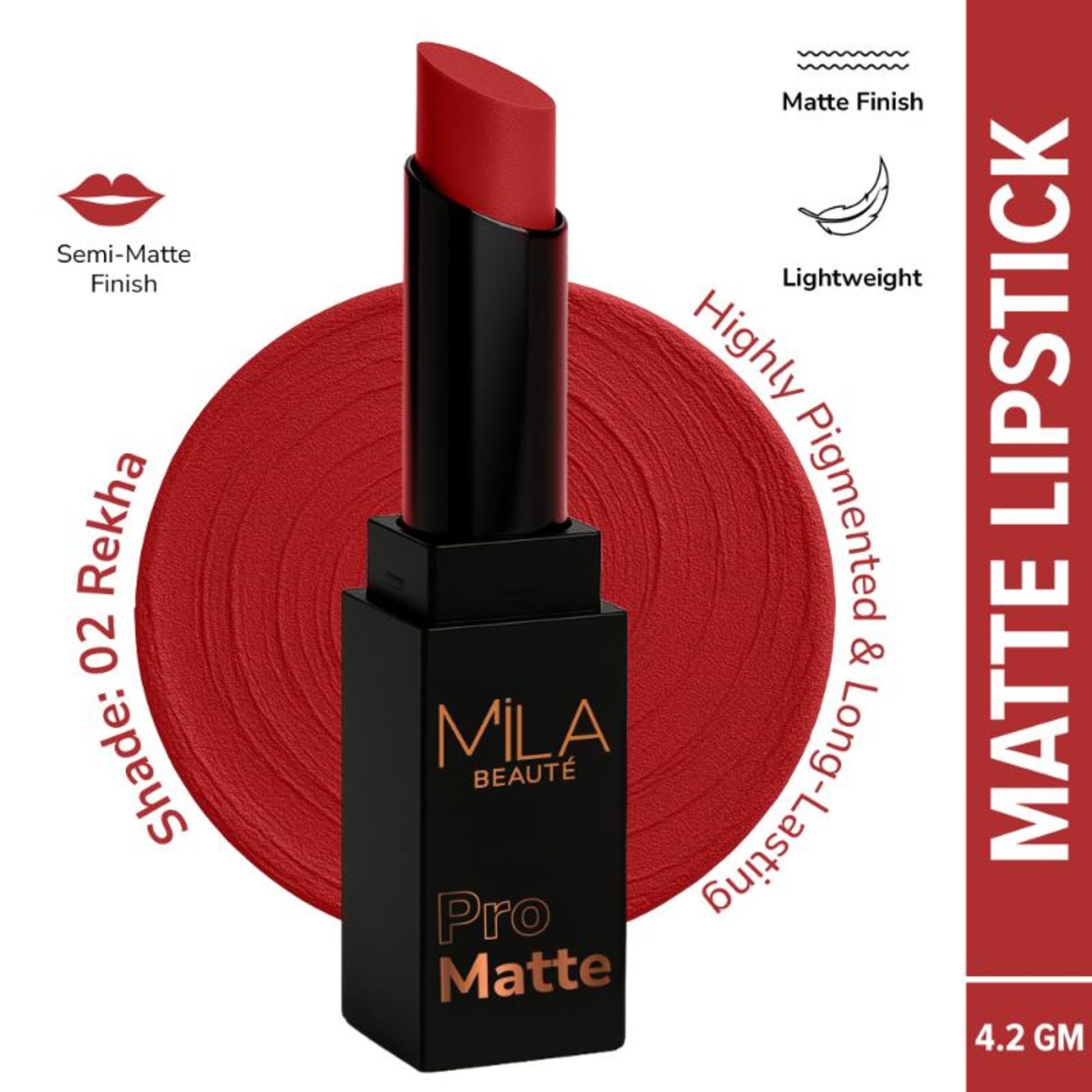 Mila Beauté Pro Matte Long Lasting Creamy Matte Finish Lipstick - Rekha