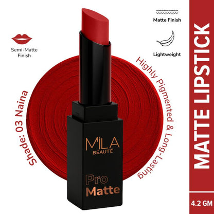 Mila Beauté Pro Matte Long Lasting Creamy Matte Finish Lipstick - Naina