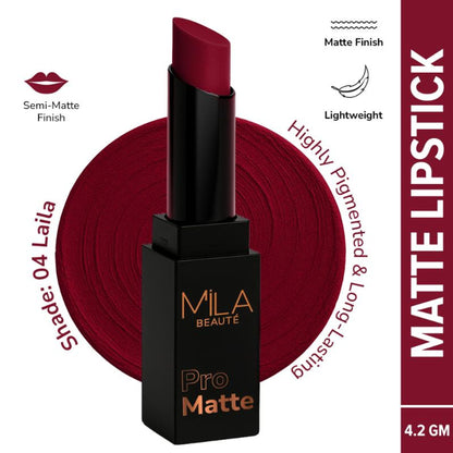 Mila Beauté Pro Matte Long Lasting Creamy Matte Finish Lipstick - Laila