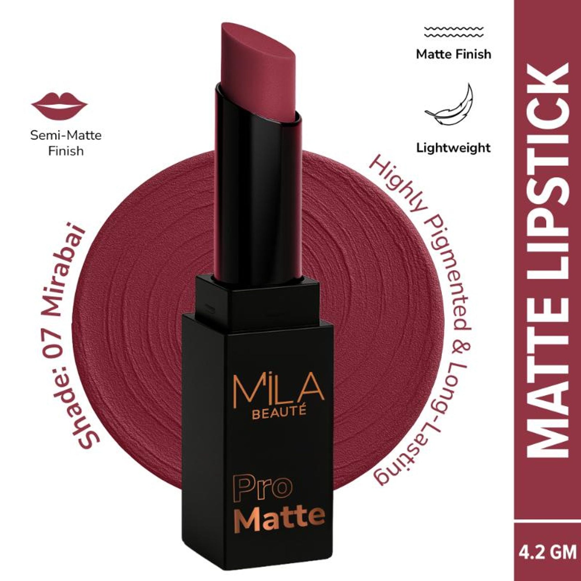 Mila Beauté Pro Matte Long Lasting Creamy Matte Finish Lipstick - Mirabai