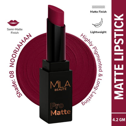 Mila Beauté Pro Matte Long Lasting Creamy Matte Finish Lipstick - Noorjahan