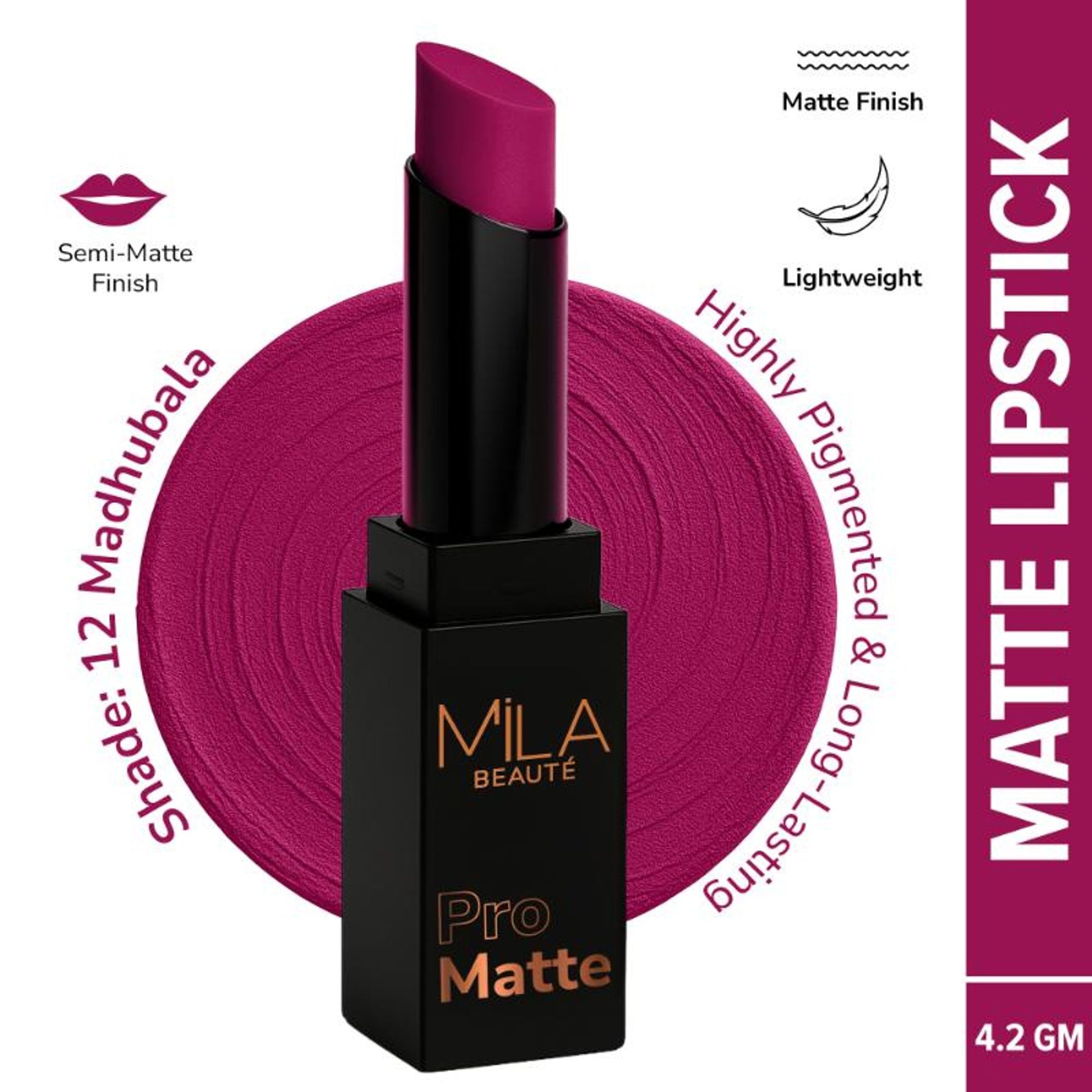 Mila Beauté Pro Matte Long Lasting Creamy Matte Finish Lipstick - Madhubala