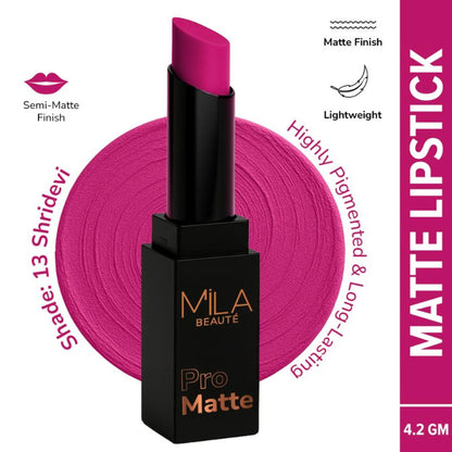 Mila Beauté Pro Matte Long Lasting Creamy Matte Finish Lipstick - Shridevi