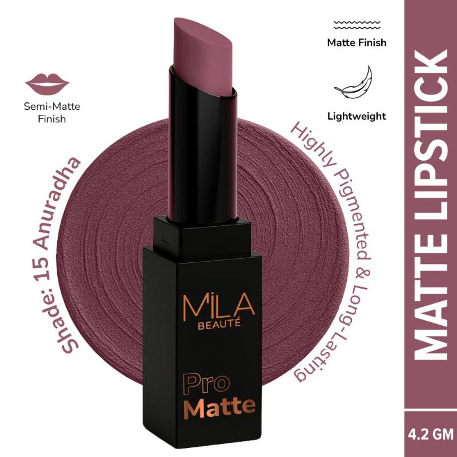 Mila Beauté Pro Matte Long Lasting Creamy Matte Finish Lipstick - Anuradha
