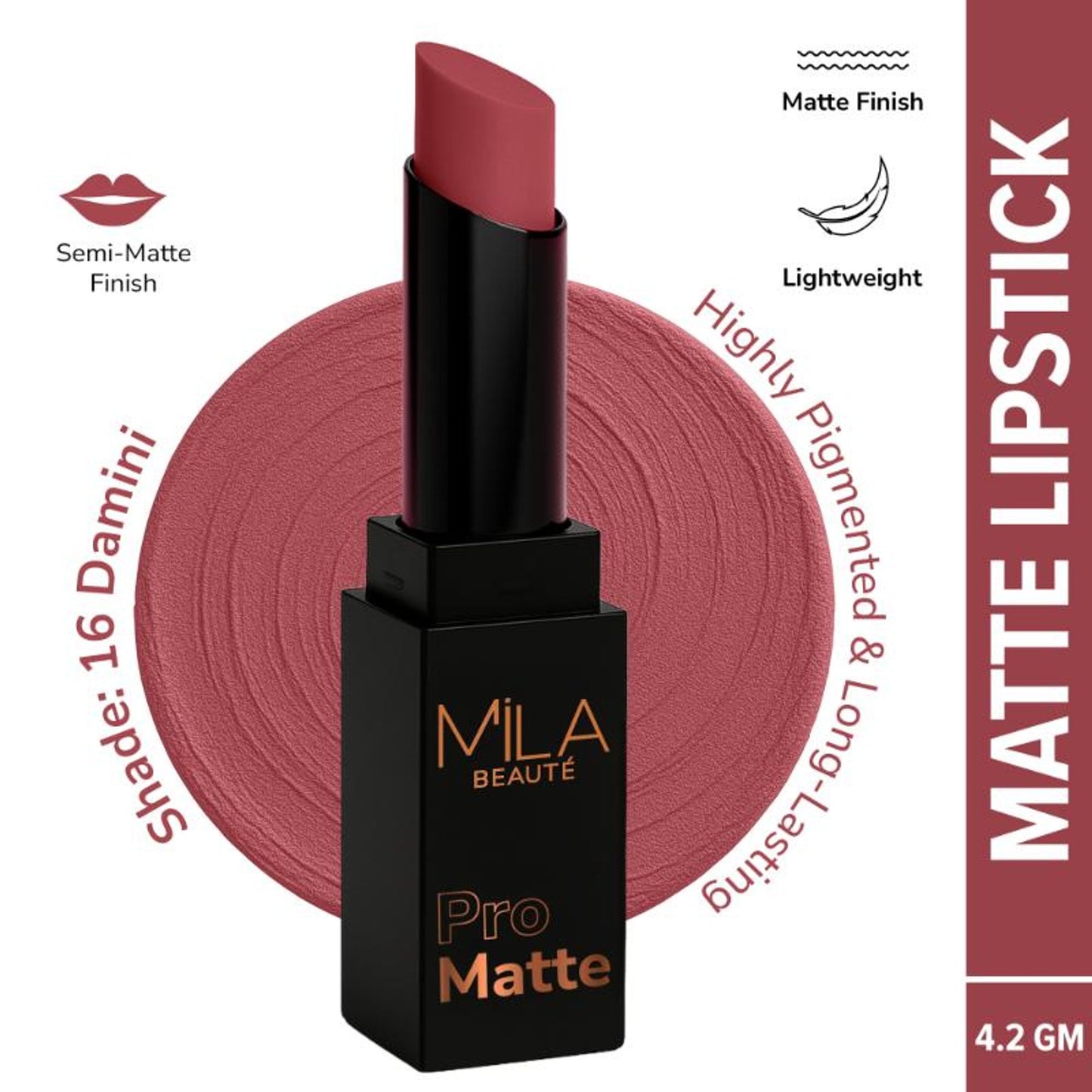 Mila Beauté Pro Matte Long Lasting Creamy Matte Finish Lipstick - Damini